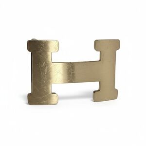 Vintage HERME "H" Gold Plated Brushed Buckle ONLY (No Belt Included) SCRATCHES/B